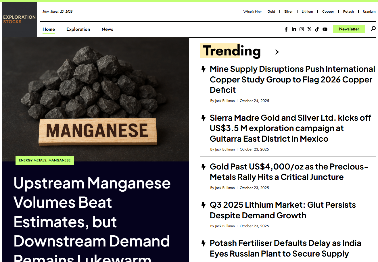 Upstream Manganese Volumes